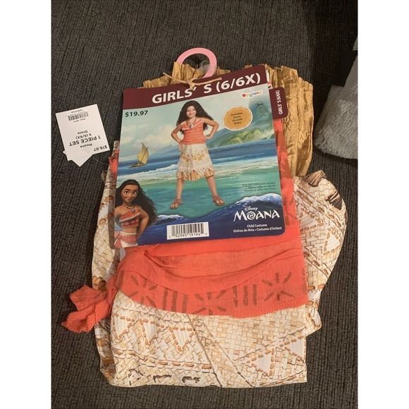 New Disney Moana Movie Halloween Costume Girls Sz S 6/6X Moana Dress - Picture 2 of 8
